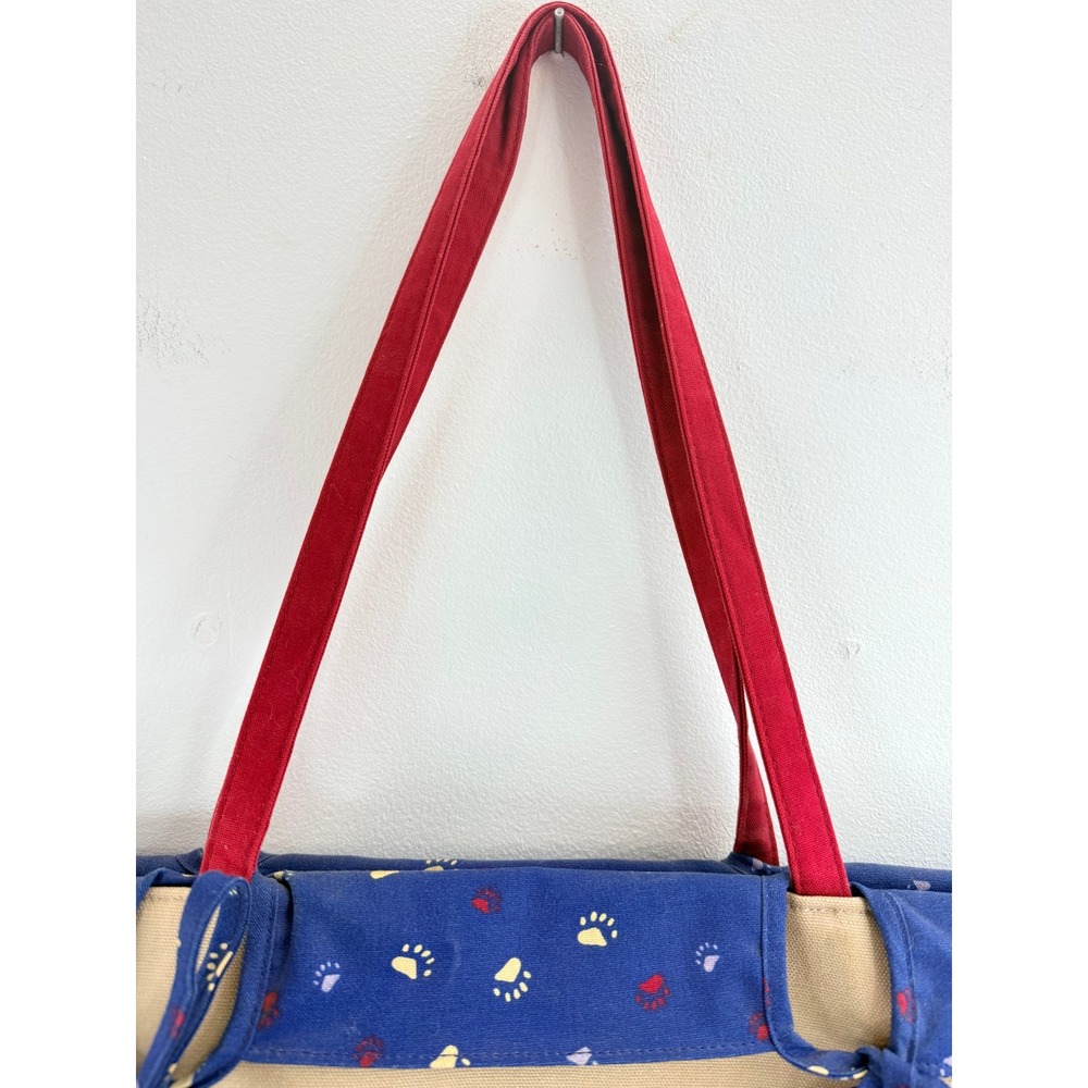 Boyds Bearcountry Basket Fest 06 Canvas Tote Bag Red Paw‎ Print Handles - Picture 7 of 9